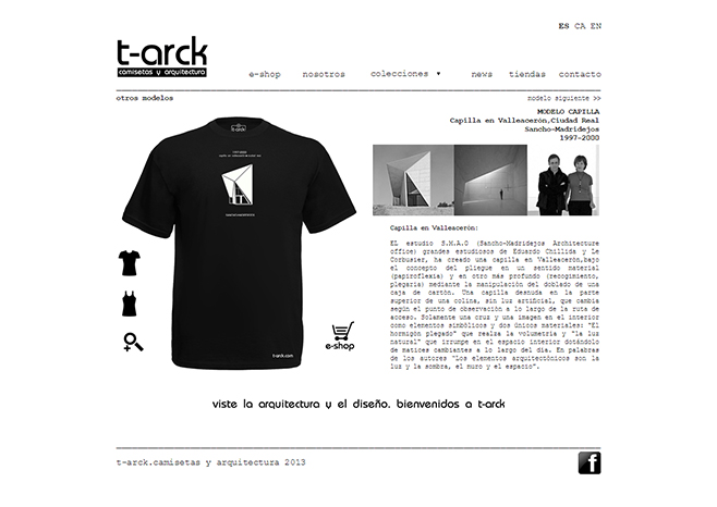 diseño web t-arck camisetas y arquitectura: ficha proyecto